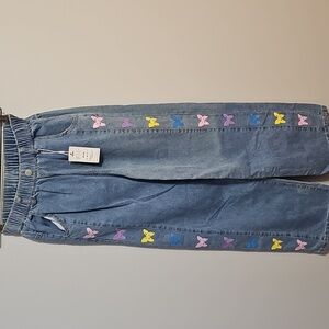 Rolanko NWT Denim Pants with Colorful Butterfly Accents